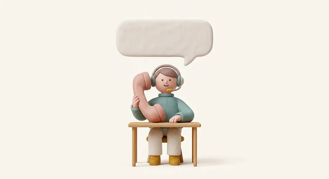 A friendly 3D character with a headset ready to talk