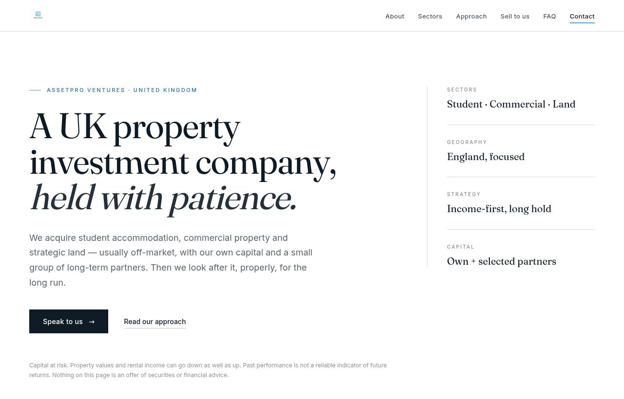 AssetPro website, designed and built by Nerdster