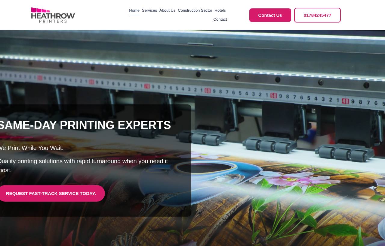 Heathrow Printers website homepage, designed and built by Nerdster Design