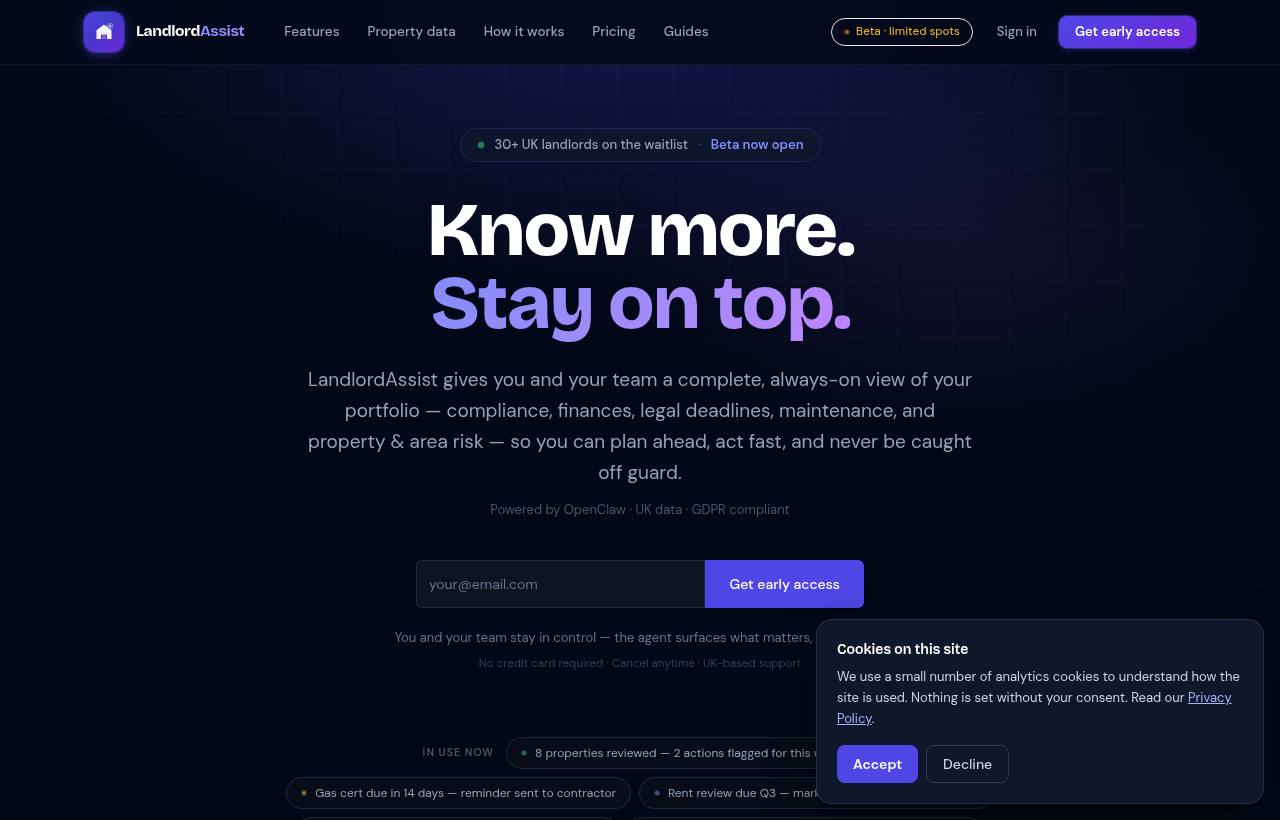 LandlordAssist website, designed and built by Nerdster