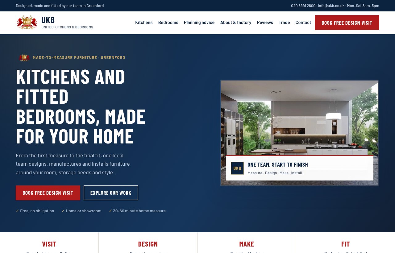 United Kitchens & Bedrooms website, designed and built by Nerdster